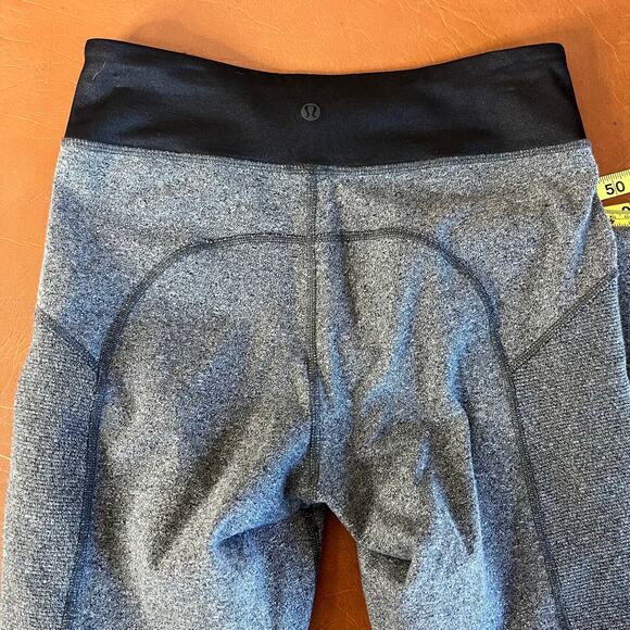 Lululemon Motivate Leggings Heather Speckled Black Gray Ankle Length Size 6 - Picture 7 of 12